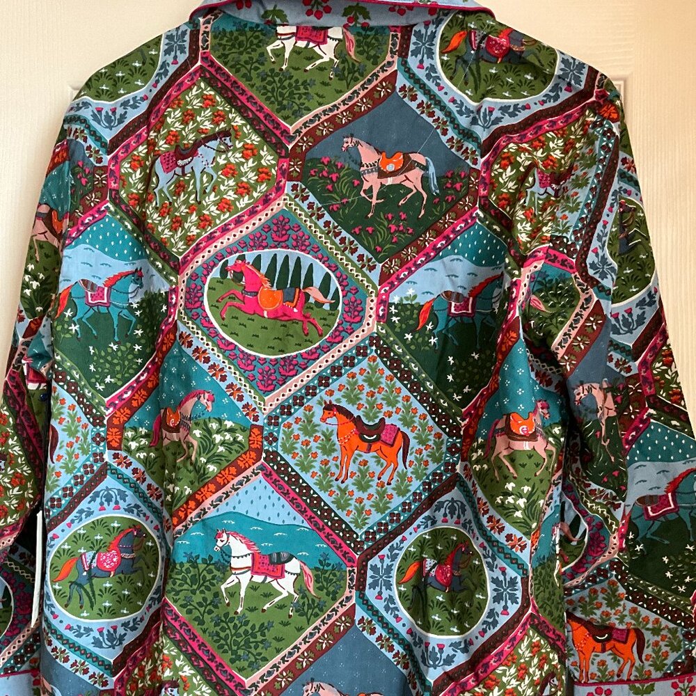 NWT PRINTFRESH Horses with Red Berries Cotton Long Pajama Set Size Medium - Picture 3 of 8